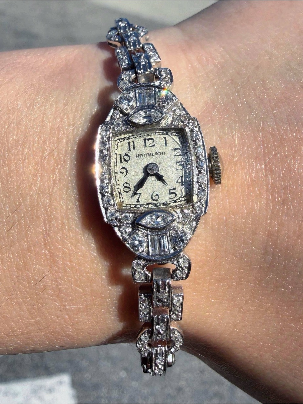 Art Deco Vintage Hamilton Platinum & 14k white gold 1.25CTW Natural Diamond - Picture 10 of 13
